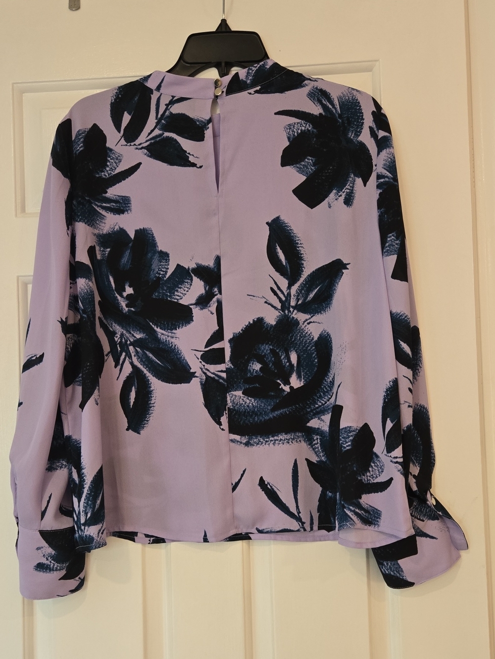 Worthington Petite Large Lavender Floral Blouse Women's Long Sleeve - Picture 7 of 13